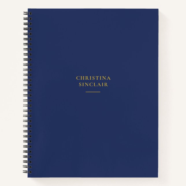 Carnet Simple professionnel bleu marine or spiralé (Devant)