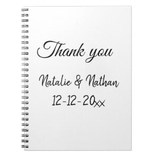 Carnet Simple remerciement minimal couple nom texte date