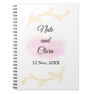 Carnet Simple rose beige aquarelle mariage peint à la mai