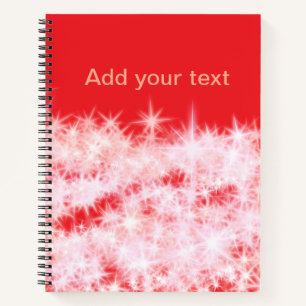 Carnet Simple rouge rose brillant étoiles ajouter votre t
