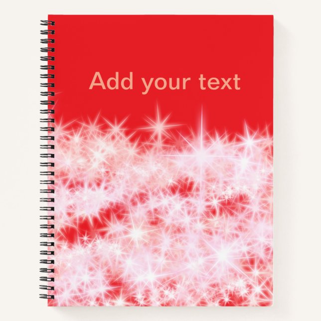 Carnet Simple rouge rose brillant étoiles ajouter votre t (Devant)