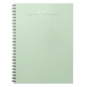 Carnet Simple Sage GreenMinimalist Nom de deux monogramme