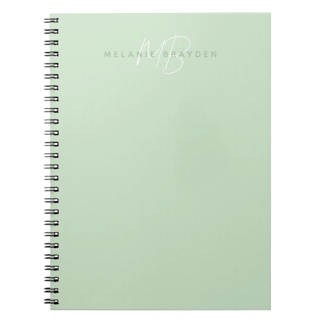Carnet Simple Sage GreenMinimalist Nom de deux monogramme (Devant)