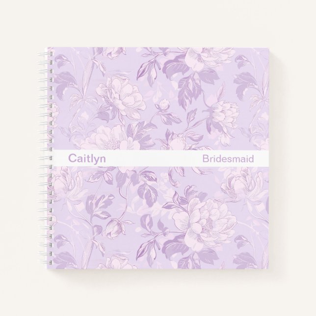 Carnet Simple Stripe Pastel Violet Floral Carré (Devant)