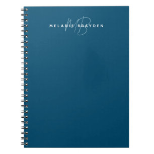 Carnet Simple Turquoise Bleu Minimaliste Deux Monogrammes