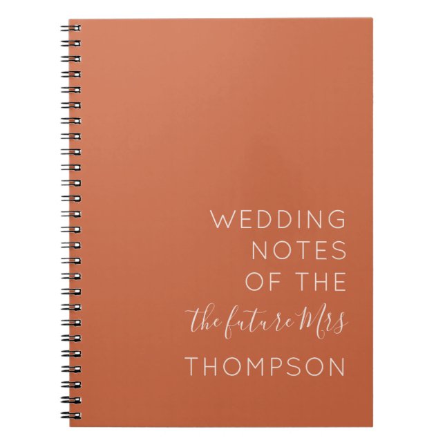 Carnet Simple Typographie Futur Mme Terracotta Mariage (Devant)