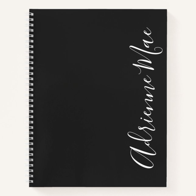 Carnet Simplement élégant Charbon & Blanc Personnalisé (Devant)