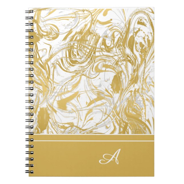 Carnet Simplement Marbre Monogramme Or Marbre Blanc    (Devant)
