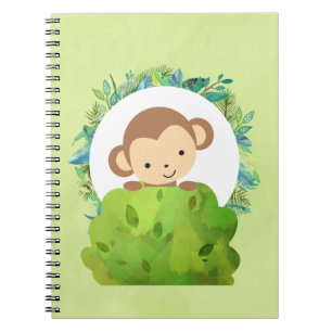 Carnet Singe Safari mignon avec Feuilles tropicaux