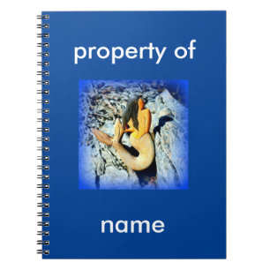 Carnet sirène à cheveux noirs sur bleu