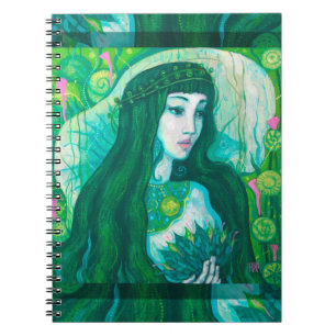 Carnet Sirène à cheveux vert sous l'Imaginaire sous-marin
