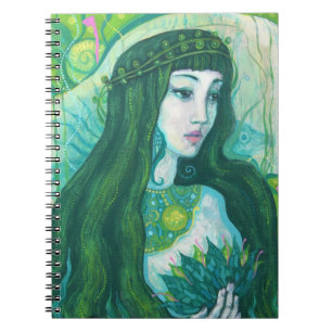 Carnet Sirène aux cheveux verts Fantaisie sous-marine Art