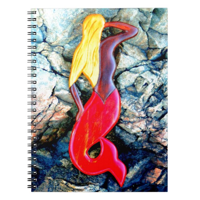 Carnet sirène blonde en rouge (Devant)