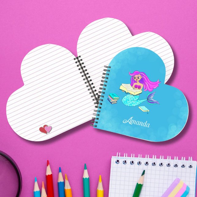 Carnet Sirène Brillante Avec Lunettes En Train De Lire (Créateur téléchargé)