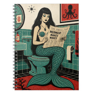 Carnet Sirène de milieu de siècle sur les toilettes en tr