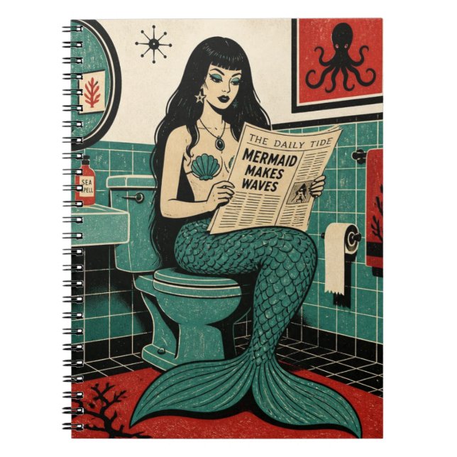 Carnet Sirène de milieu de siècle sur les toilettes en tr (Devant)
