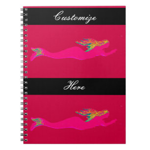 Carnet sirènes roses à la nage rouge/noir