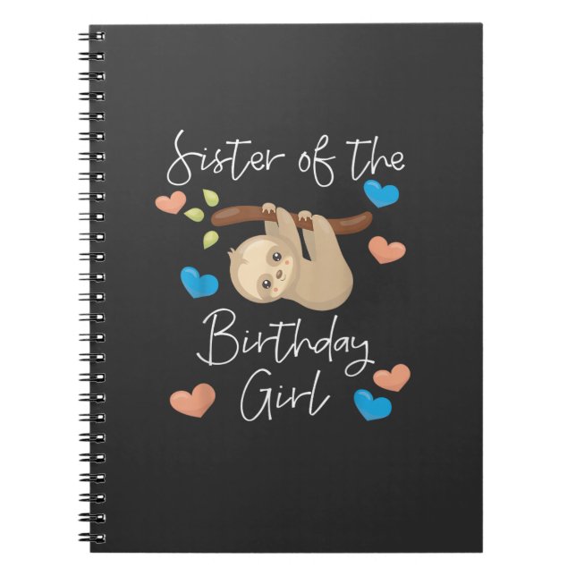 Carnet Sister of the Birthday Girls Sloth B-Day Party T-S (Devant)