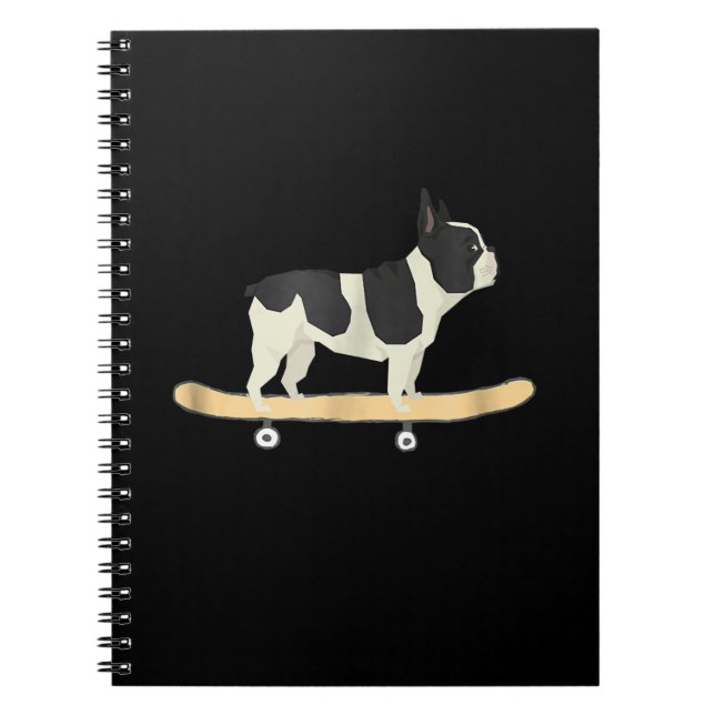 Carnet skateboard français bulldog chiot cadeau (Devant)