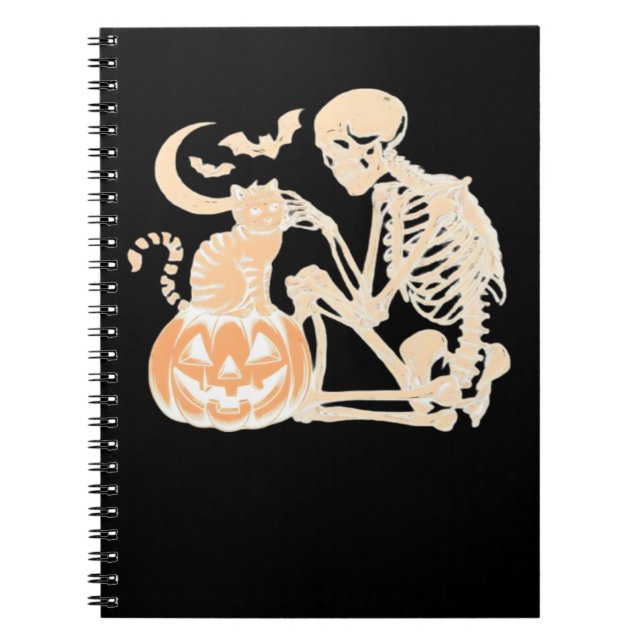 Carnet Skeleton Cat Crâne kitty mignonne Halloween Design (Devant)