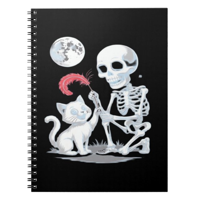Carnet Skeleton Chat Halloween drôle mignon Éffrayant ess (Devant)