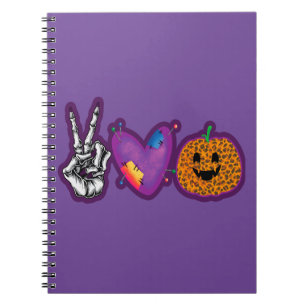 Carnet Skeleton Citrouille Peace Love Halloween