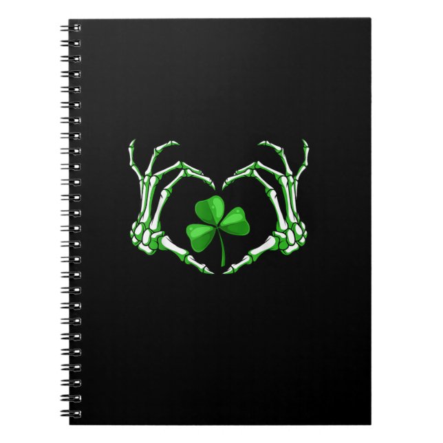 Carnet Skeleton Coeur main Shamrock Jour de la Saint Patr (Devant)