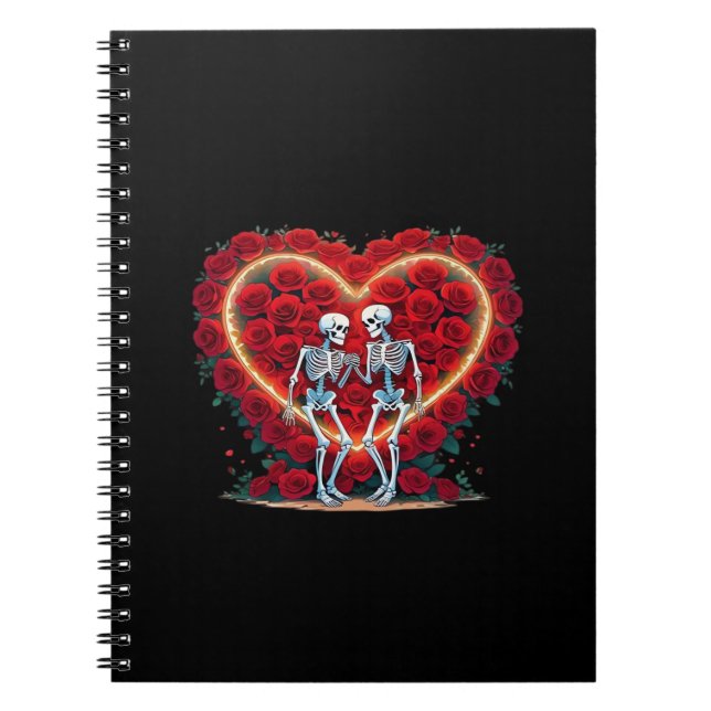 Carnet Skeleton Couple Tenant Les Mains Dans Un Coeur De  (Devant)