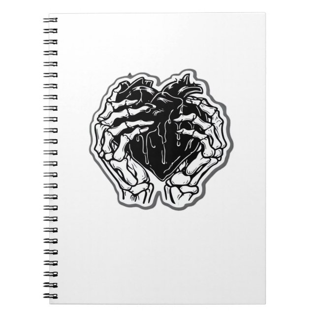 Carnet Skeleton Heart Hands Drôle (Devant)