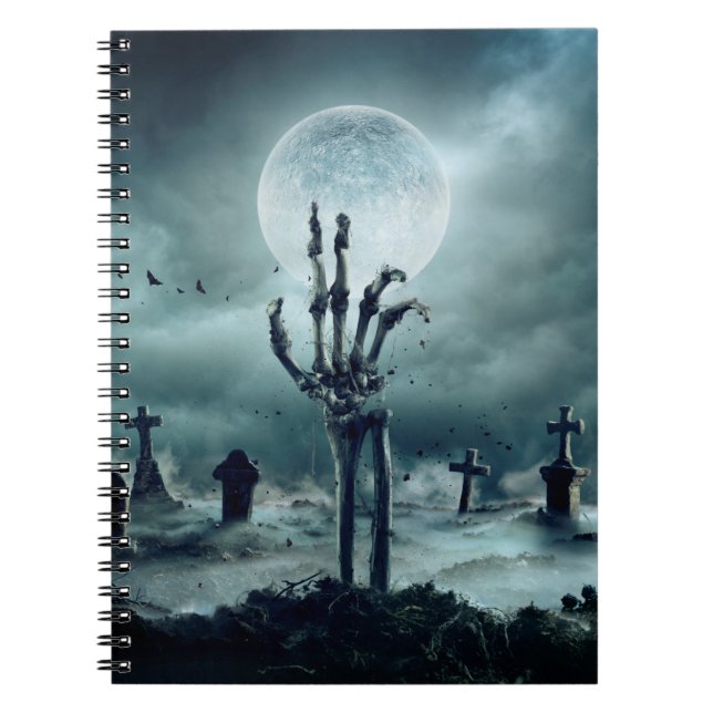 Carnet Skeleton Zombie Main Se Levant D'Un Grave-Yard - H (Devant)