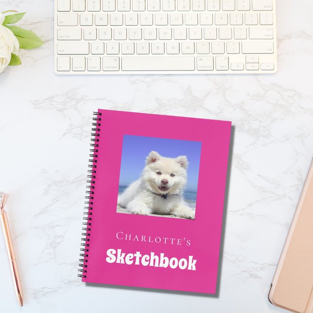 Carnet Sketbook chien animal photo script hot rose fille (Créateur téléchargé)
