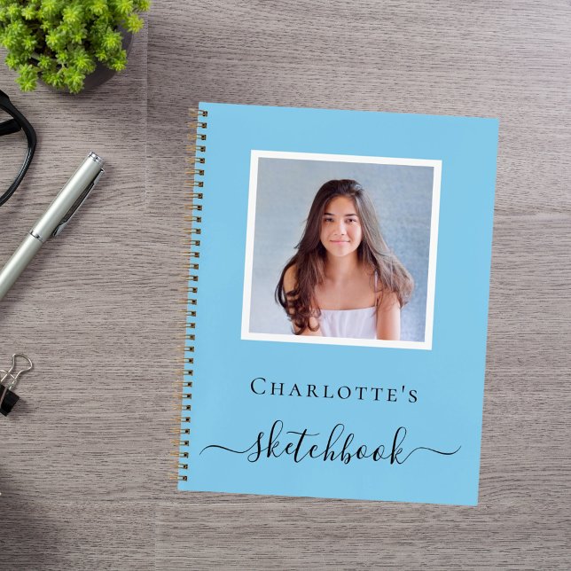 Carnet Sketchbook bébé bleu photo enfants typographie (Créateur téléchargé)