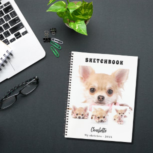 Carnet Sketchbook chien animal blanc photo collage