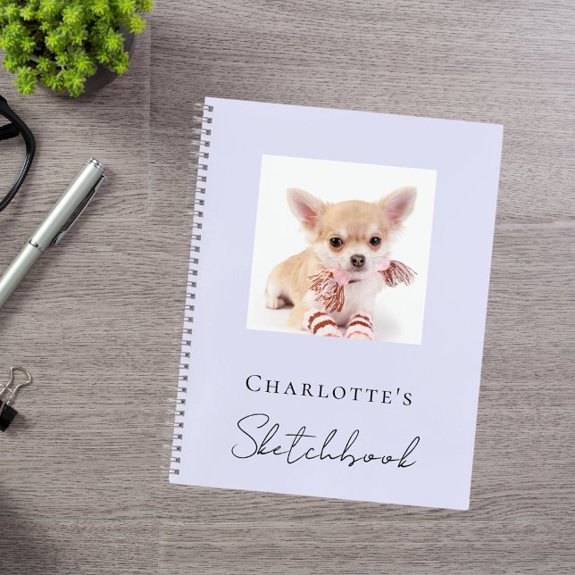 Carnet Sketchbook chien animal photo lavande violette (Créateur téléchargé)