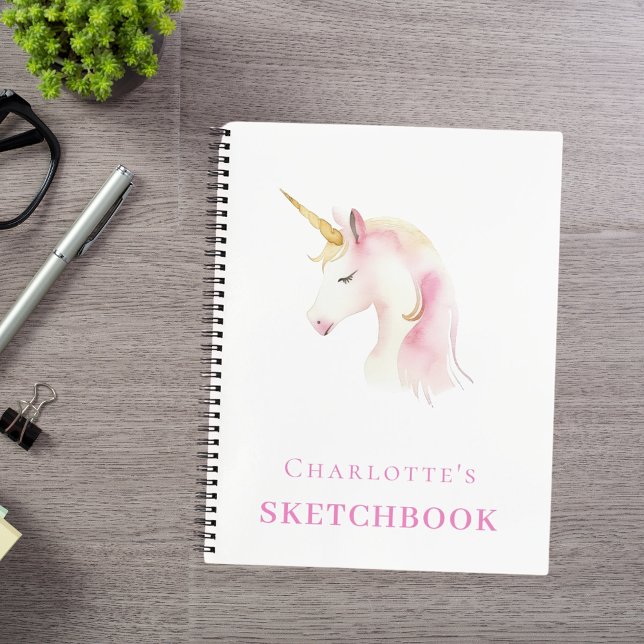 Carnet Sketchbook licorne rose blanc fille (Créateur téléchargé)