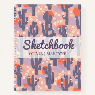 Carnet Sketchbook Modern Cactus Personnalisé