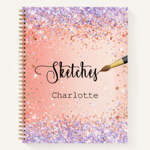 Carnet Sketchbook orange violet rose or parties scintilla