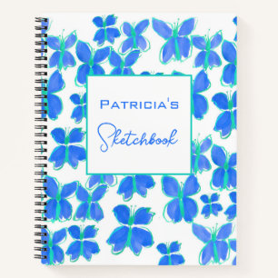 Carnet Sketchbook Papillon bleu personnalisé