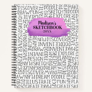 Carnet Sketchbook personnalisé d'artiste violet