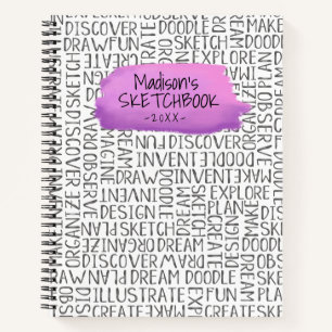Carnet Sketchbook personnalisé d'artiste violet