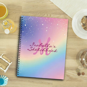 Carnet Sketchbook Rainbow Unicorn Parties scintillant