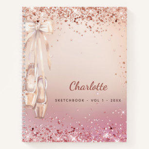 Carnet Sketchbook rose or rose parties scintillant danse