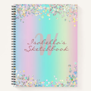 Carnet Sketchbook Unicorn Holographic Parties scintillant