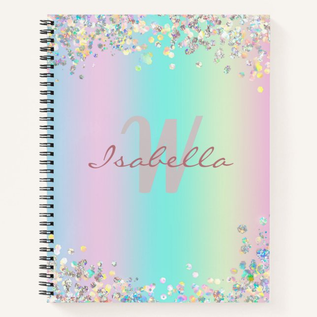 Carnet Sketchbook Unicorn Holographic Parties scintillant (Devant)