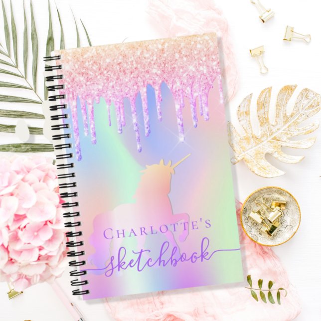 Carnet Sketchbook unicorn parties scintillant rose irides (Créateur téléchargé)