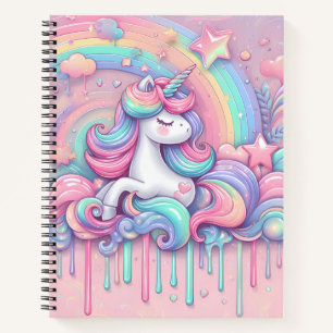 Carnet Sketchbook unicorn pink gold stars notebook