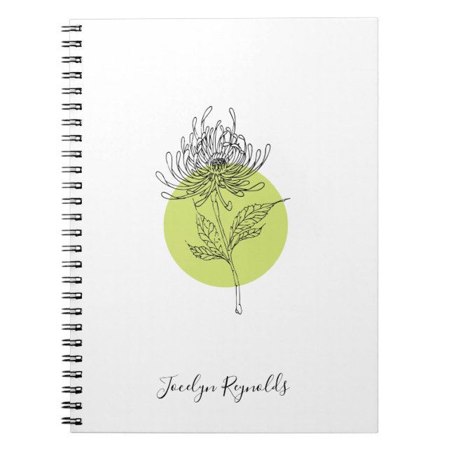 Carnet Sketched Dahlia Botanical Simple Elegant (Devant)