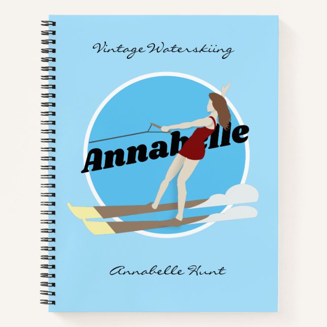 Carnet Ski nautique de style vintage (Devant)