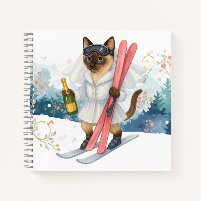 Carnet Ski pour Bachelorette Party amoureux de les chats  (Devant)