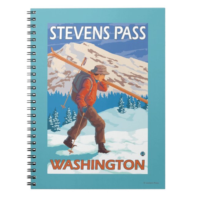 Carnet Skier transportant ski de neige - Stevens Pass, WA (Devant)